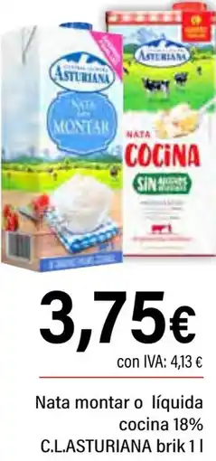 Cash Ifa C.L.ASTURIANA Nata montar o líquida cocina 18% oferta