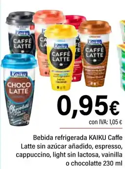 Cash Ifa KAIKU Bebida refrigerada Caffe Latte sin azúcar añadido, espresso, cappuccino, light sin lactosa, vainilla o chocolatte oferta