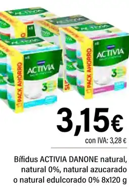 Cash Ifa ACTIVIA DANONE Bífidus natural, natural 0%, natural azucarado o natural edulcorado 0% oferta