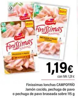 Cash Ifa CAMPOFRÍO Finissimas lonchas Jamón cocido, pechuga de pavo o pechuga de pavo braseada sobre oferta