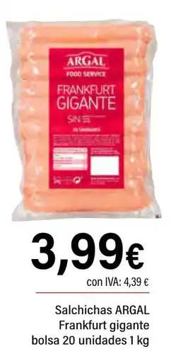 Cash Ifa ARGAL Salchichas Frankfurt gigante bolsa 20 unidades oferta