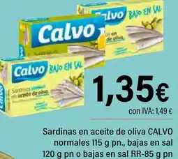 Cash Ifa CALVO Sardinas en aceite de oliva normales 115 g pn., bajas en sal pn o bajas en sal oferta