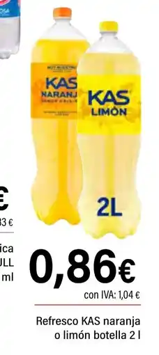 Cash Ifa KAS Refresco naranja o limón botella oferta
