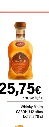 Cash Ifa CARDHU Whisky Malta 12 años botella oferta