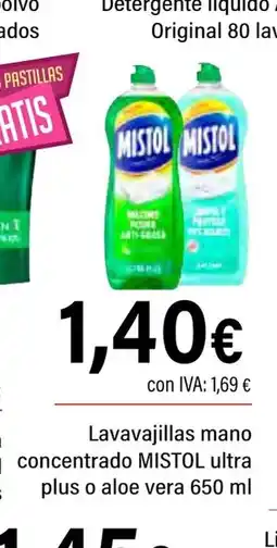 Cash Ifa MISTOL Lavavajillas mano concentrado ultra plus o aloe vera oferta