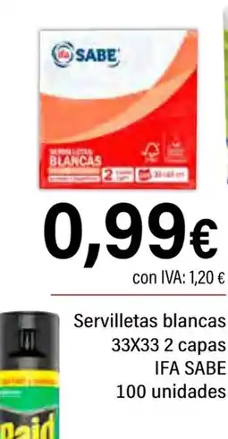 Cash Ifa IFA SABE Servilletas blancas oferta