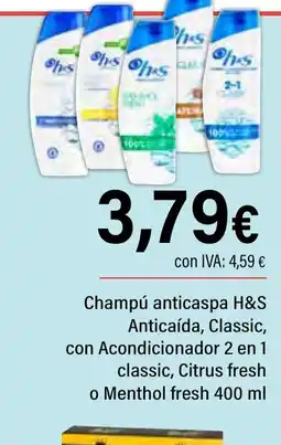 Cash Ifa H&S Champú anticaspa Anticaída, Classic, con Acondicionador 2 en 1 oferta
