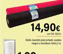 Cash Ifa Rollo mantel precortado soatex negro o burdeos oferta
