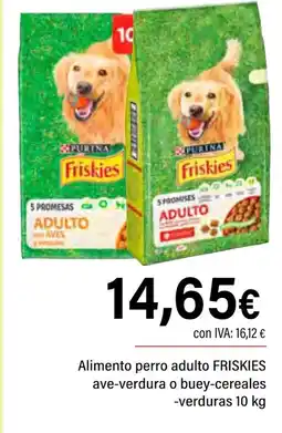 Cash Ifa FRISKIES Alimento perro adulto ave-verdura o buey-cereales -verduras oferta
