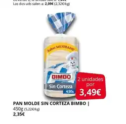 Supermercados MAS BIMBO Pan molde sin corteza oferta