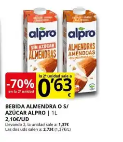 Supermercados MAS ALPRO Bebida almendra o s/ azúcar oferta