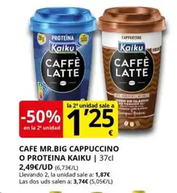 Supermercados MAS KAIKU Cafe mr big cappuccino o proteina oferta