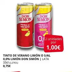 Supermercados MAS DON SIMÓN Tinto de verano limón o s/al 0,0% limón oferta