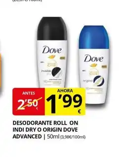Supermercados MAS Desodorante roll on indi dry o origin dove advanced oferta
