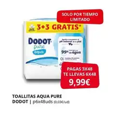 Supermercados MAS DODOT Toallitas aqua pure oferta