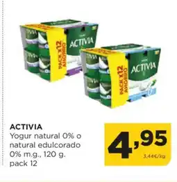 Alimerka ACTIVIA Yogur natural 0% o natural edulcorado 0% m.g oferta