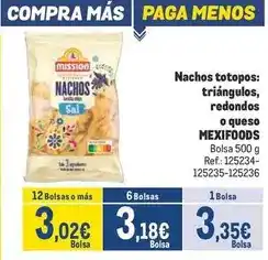 Makro Mexifoods - nachos totopos: triángulos, redondos o queso oferta