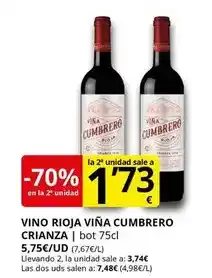 Supermercados MAS Viña ardanza - vino rioja cumbrero oferta