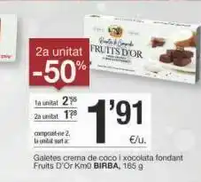 BonpreuEsclat 2a unitat poleht fruits d'or -50% la unitat 29 2 unitat 178 амтрание 2 fantas €/u. galetes crema de coco i xocolata fond oferta