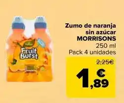 Carrefour Morrisons - zumo de naranja sin azucar oferta