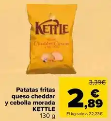 Carrefour Kettle - patatas fritas queso cheddar y cebolla morada oferta