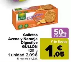 Carrefour Gullón - galletas avena y naranja digestive oferta