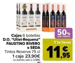 Carrefour Faustino rivero o seda - cajas 6 botellas d.o. utiel-requena oferta