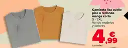 Carrefour Tex - camiseta lisa cuello pico o redondo manga corta oferta
