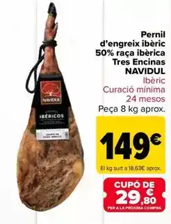 Carrefour Navidul - jamón de cebo ibérico 50% raza ibérica tres encinas oferta