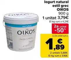 Carrefour Oikos - yogur natural estilo griego oferta