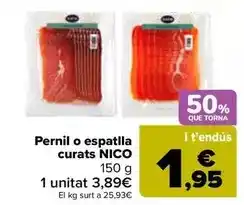 Carrefour Nico - jamón o paleta curada oferta