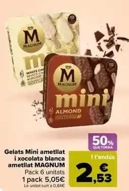 Carrefour Magnum - helados mini almendrado y chocolate blanco almendrado oferta