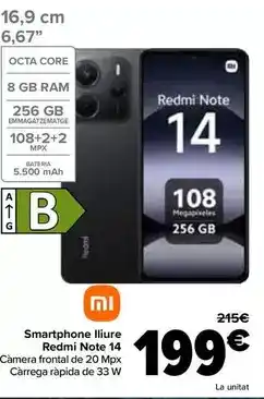 Carrefour Xiaomi - smartphone libre redmi note 14 oferta