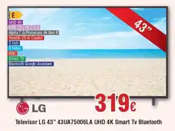 Hiper FROIZ LG Televisor 43" 43UA75006LA UHD 4K Smart Tv Bluetooth oferta