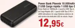 Hiper FROIZ Power Bank Phoenix 10.000mAh 2 USB Carga rápida 1 USB tipo C oferta