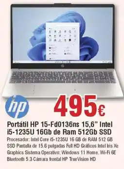Hiper FROIZ Portátil HP 15-Fd0136ns 15,6" Intel i5-1235U 16Gb de Ram 512Gb SSD oferta