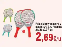 Hiper FROIZ Palas Monty madera y pelota S/2 3/C Raqueta 21x39x0,07 cm oferta