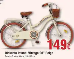Hiper FROIZ Bicicleta infantil Vintage 20" Beige oferta