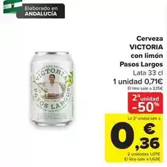 Carrefour Victoria - cerveza con limon pasos largos oferta