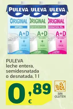 HiperDino PULEVA leche entera, semidesnatada o desnatada oferta