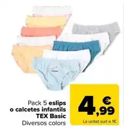 Carrefour Tex basic - pack 5 slip o braguita infantil oferta