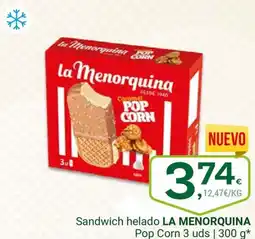 Supermercados Dani LA MENORQUINA Sandwich helado Pop Corn 3 uds oferta