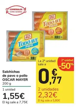 Carrefour Express OSCAR MAYER Salchichas de pavo o pollo oferta