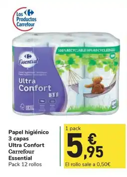 Carrefour Express Papel higiénico 3 capas Ultra Confort Carrefour Essential oferta