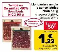 Carrefour Nico - salchichón o chorizo ibericos oferta