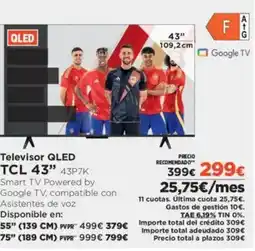 El Corte Inglés TLC 43" Televisor QLED oferta