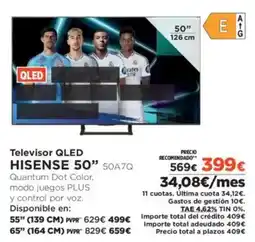 El Corte Inglés HISENSE Televisor QLED 50" 50A7Q oferta