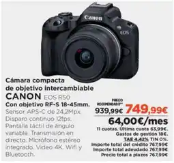 El Corte Inglés CANON Cámara compacta de objetivo intercambiable EOS R50 oferta