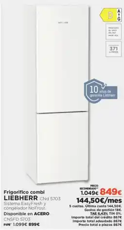 El Corte Inglés LIEBHERR Frigorifico combi oferta