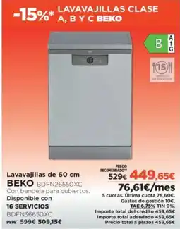 El Corte Inglés BEKO Lavavajillas de 60 cm oferta